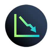 Graph with an arrow trending down