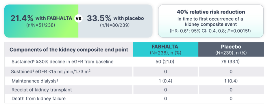 time to first occurrence of a kidney composite end point